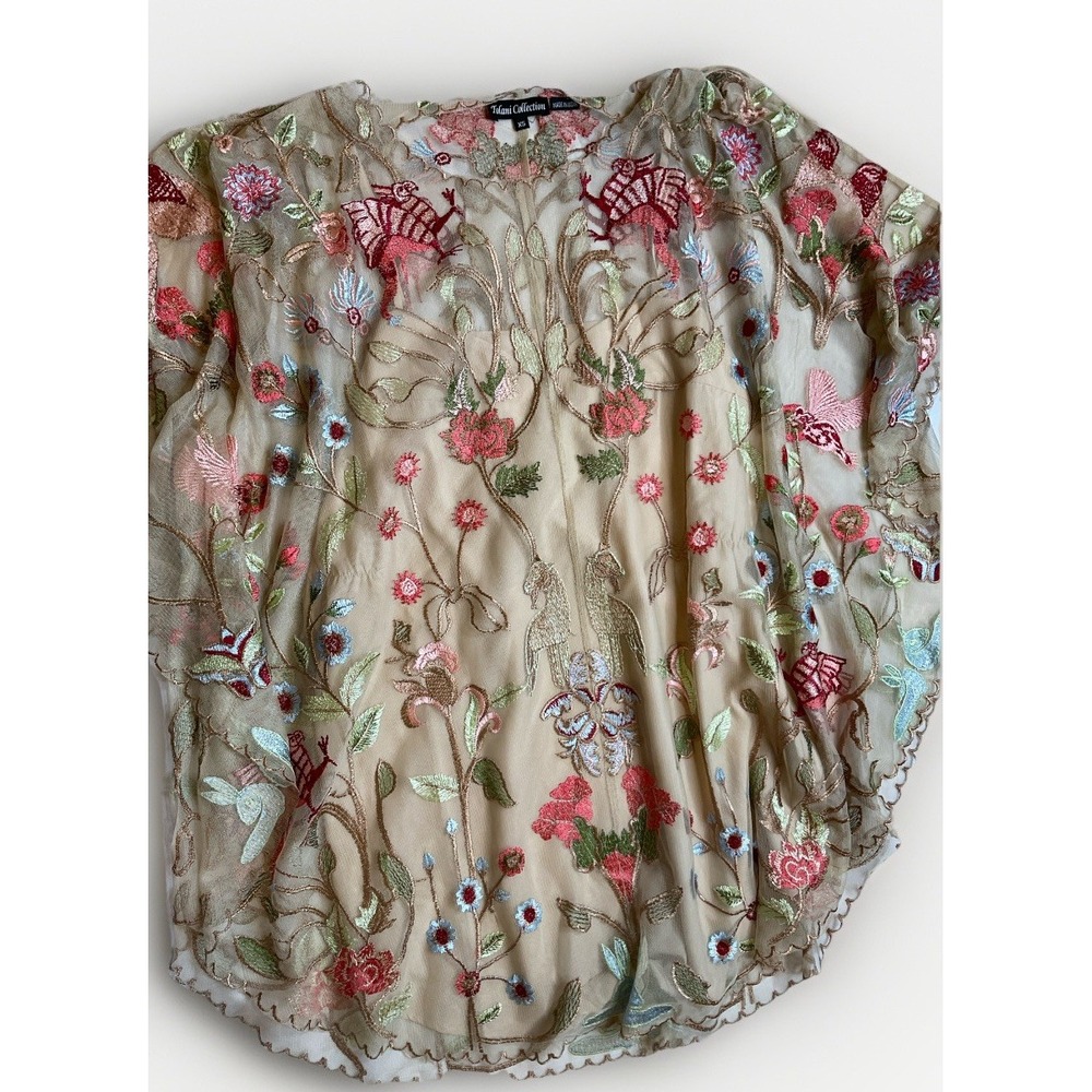 Tolani Collection‎ Mesh Caftan Tunic Size XS  Embroidered Boho Hippie Fairycore